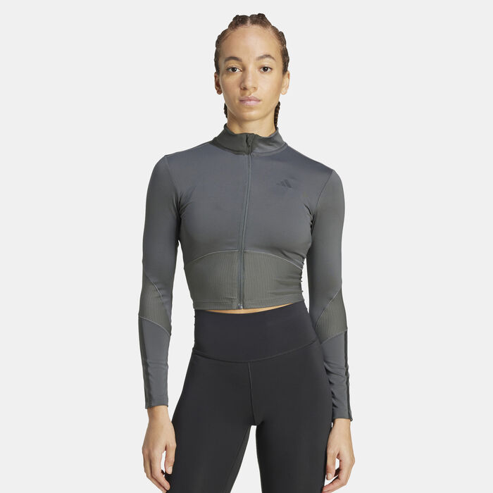 adidas Women's Hyperglam Rib Training Top Grey image number 0