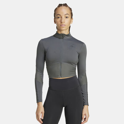 adidas Women's Hyperglam Rib Training Top Grey adidas Women's Hyperglam Rib Training Top Grey