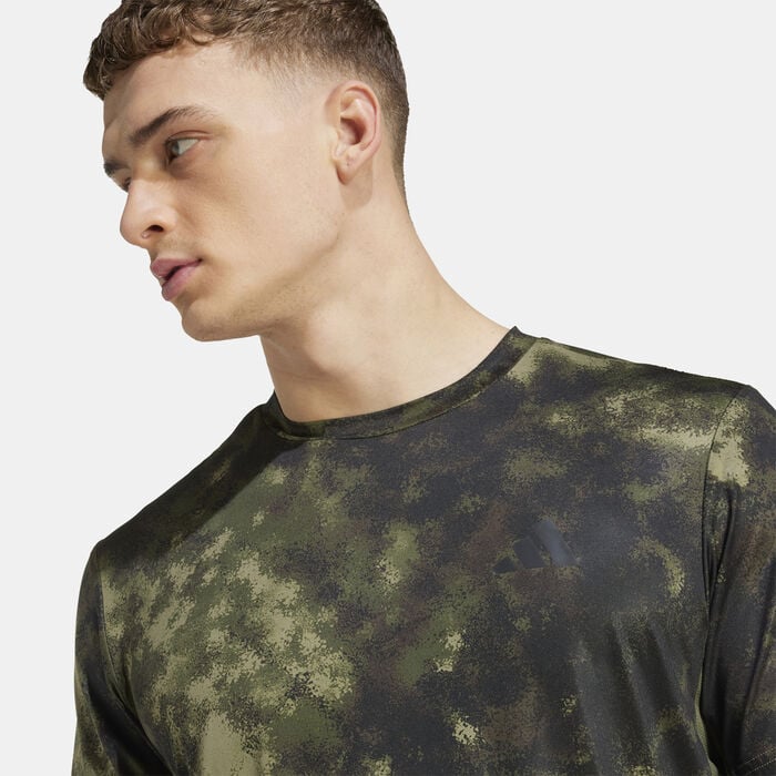 adidas Men's Train Essentials Seasonal Printed Training T-Shirt Green adidas Men's Train Essentials Seasonal Printed Training T-Shirt Green image number 3