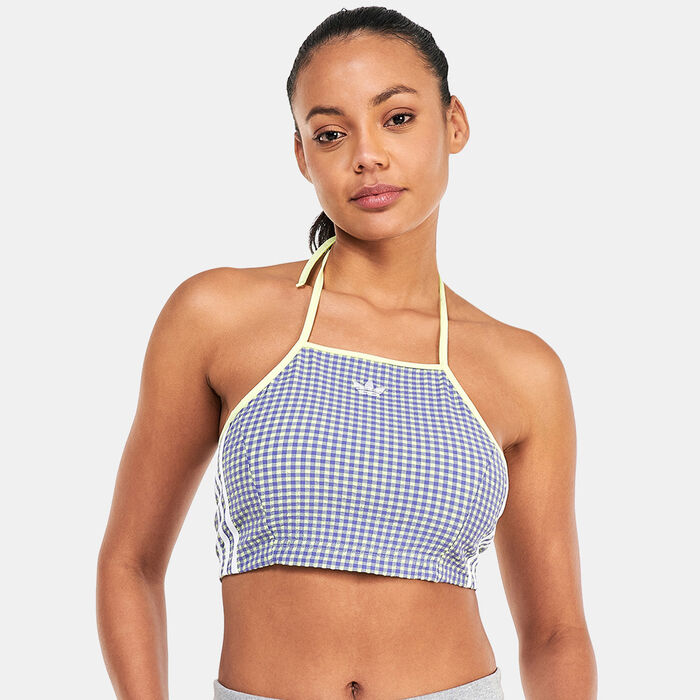 adidas Originals Women's Gingham Crop Top Grey adidas Originals Women's Gingham Crop Top Grey image number 0