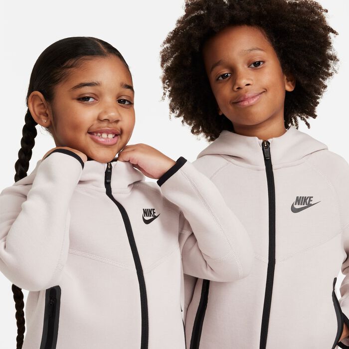 Kids Sportswear Tech Fleece Full Zip 2 Piece Hoodie Set Beige Nike in KSA SSS