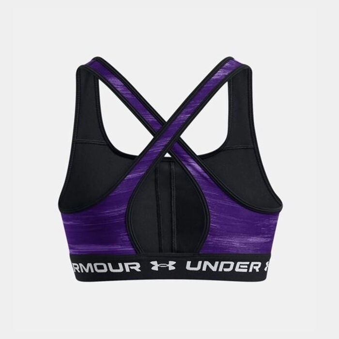 Under Armour Women's Armour Medium Support Printed Sports Bra Purple image number 1