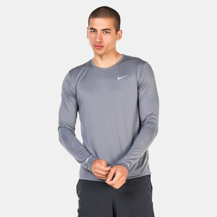 Nike Men's Dri-FIT Miler Running Top Grey Nike Men's Dri-FIT Miler Running Top Grey image number 0