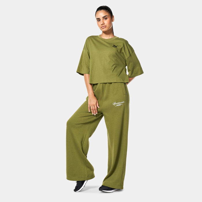 PUMA Women's Classics+ Relaxed Sweatpants Green image number 2