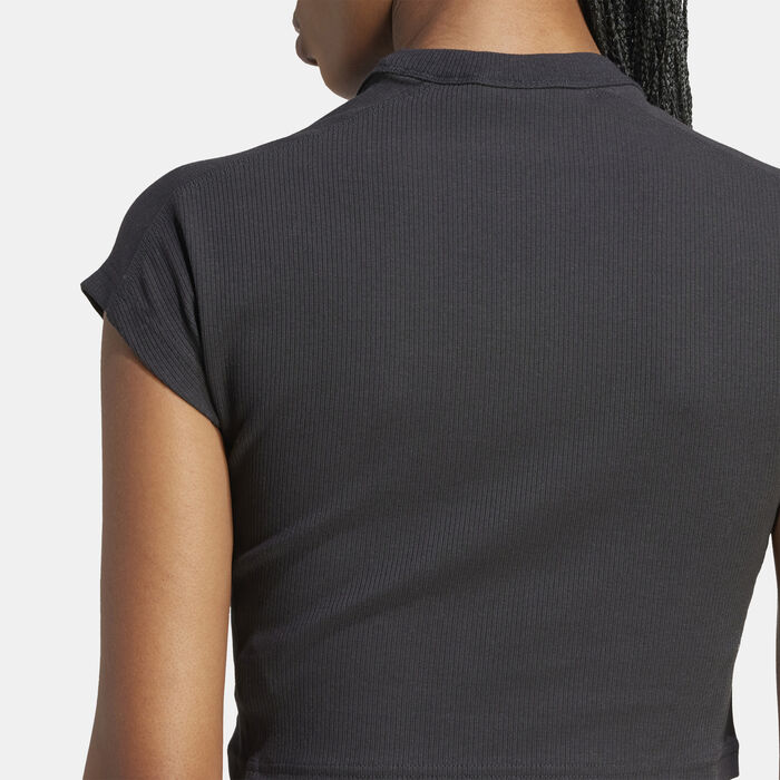 adidas Women's Lounge Ribbed Crop Top Black adidas Women's Lounge Ribbed Crop Top Black image number 3