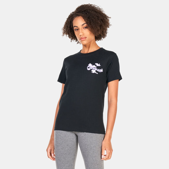 Converse Womens Seasonal Graphic Word Art T-Shirt Black image number 0