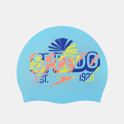 Speedo Kids' Reversible Slogan Swimming Cap Blue