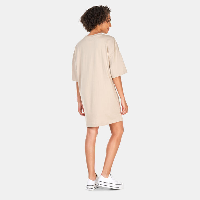 Converse Women's Icon Play T-Shirt Dress Beige Converse Women's Icon Play T-Shirt Dress Beige image number 1