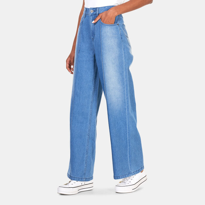 Converse Women's Denim Wide Leg Pants Purple Converse Women's Denim Wide Leg Pants Purple image number 0