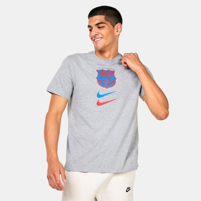 Nike Men's F.C. Barcelona Crest Football T-Shirt Grey Nike Men's F.C. Barcelona Crest Football T-Shirt Grey image number 0
