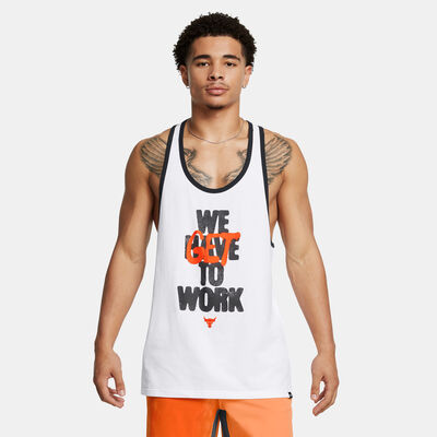 Under Armour Men's Project Rock Get To Work Training Tank Top White Under Armour Men's Project Rock Get To Work Training Tank Top White