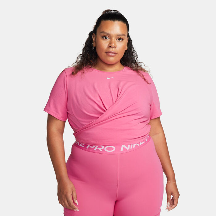 Nike Women's Dri-FIT One Luxe Twist T-Shirt (Plus Size) Pink Nike Women's Dri-FIT One Luxe Twist T-Shirt (Plus Size) Pink image number 0