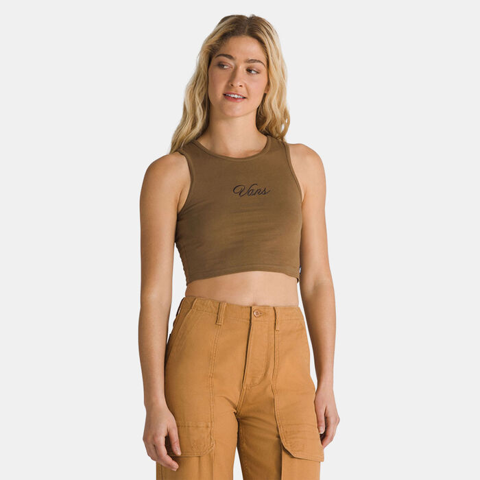 Vans Women's Small Staple Crop Tank Top Brown image number 0
