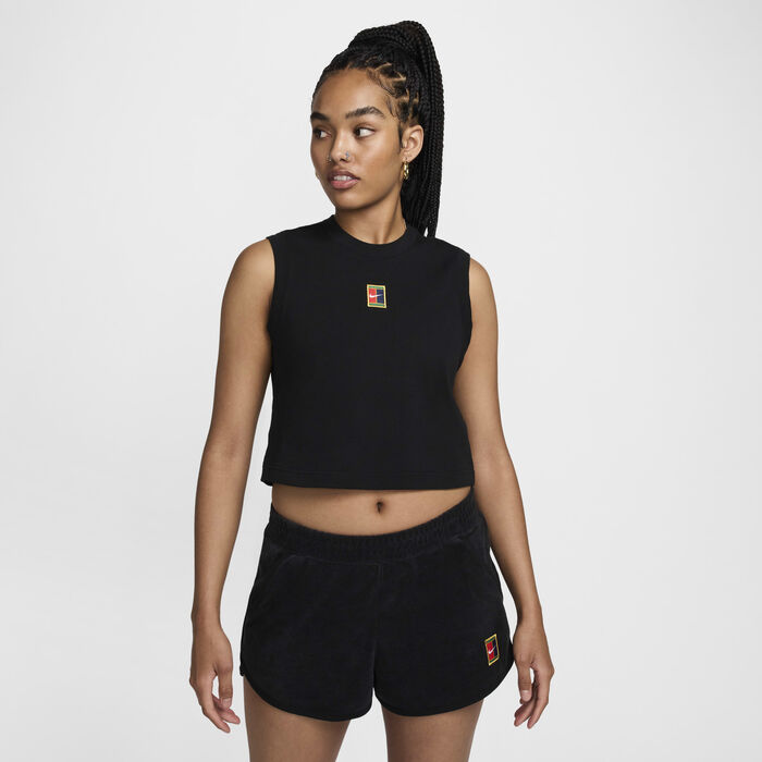 Nike Women's Court Heritage Cropped Tennis Tank Top Black Nike Women's Court Heritage Cropped Tennis Tank Top Black image number 0
