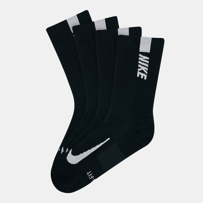 Nike Multiplier Running Crew Socks (2 Pairs) Black Nike Multiplier Running Crew Socks (2 Pairs) Black image number 0