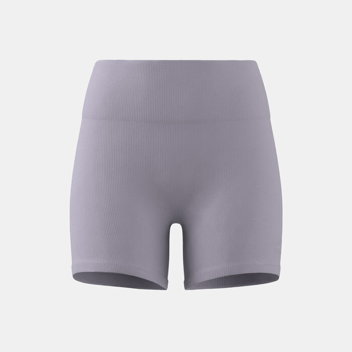 adidas Women's Lounge Ribbed High-Waist Bike Shorts Purple adidas Women's Lounge Ribbed High-Waist Bike Shorts Purple image number 0