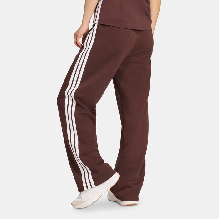 adidas Women's Essentials 3-Stripes Open-Hem Fleece Joggers Brown image number 1