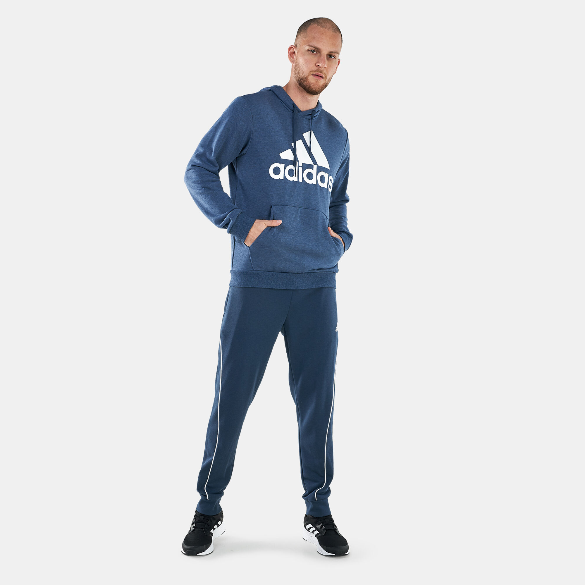 Adidas men's team issue fleece logo pullover hoodie best sale