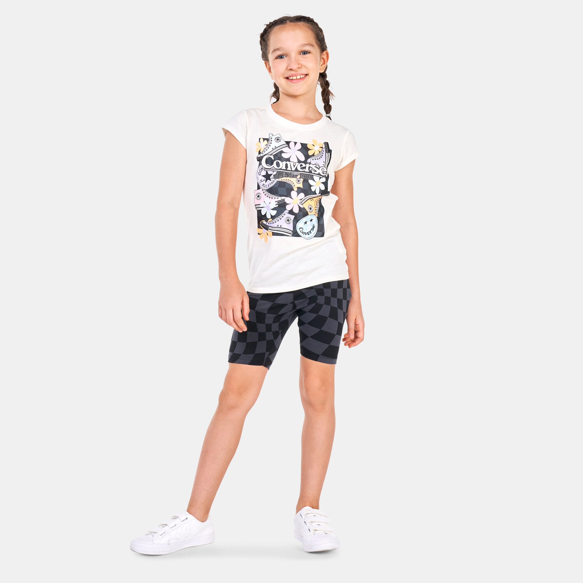 Kids Printed High Rise Bike Shorts Black Converse in KSA SSS