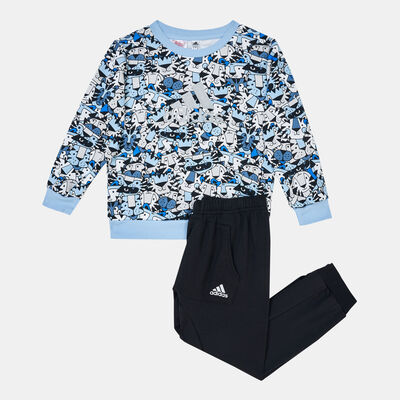 adidas Kids' Graphic All Over Print Sweatshirt And Sweatpants Set Blue adidas Kids' Graphic All Over Print Sweatshirt And Sweatpants Set Blue