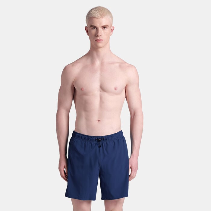 Arena Men's Solid Evo Beach Boxer Swimming Shorts Blue Arena Men's Solid Evo Beach Boxer Swimming Shorts Blue image number 0