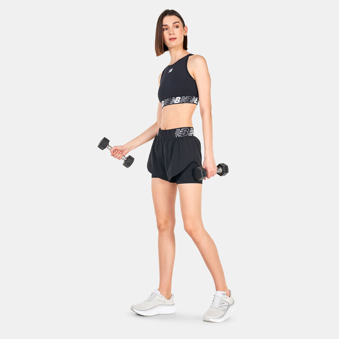 New Balance Women's Relentless Crop Sports Bra Black New Balance Women's Relentless Crop Sports Bra Black image number 2