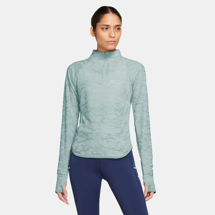 Nike Women's Dri-FIT 1/4-Zip Mid Layer Trail T-Shirt Blue Nike Women's Dri-FIT 1/4-Zip Mid Layer Trail T-Shirt Blue image number 0