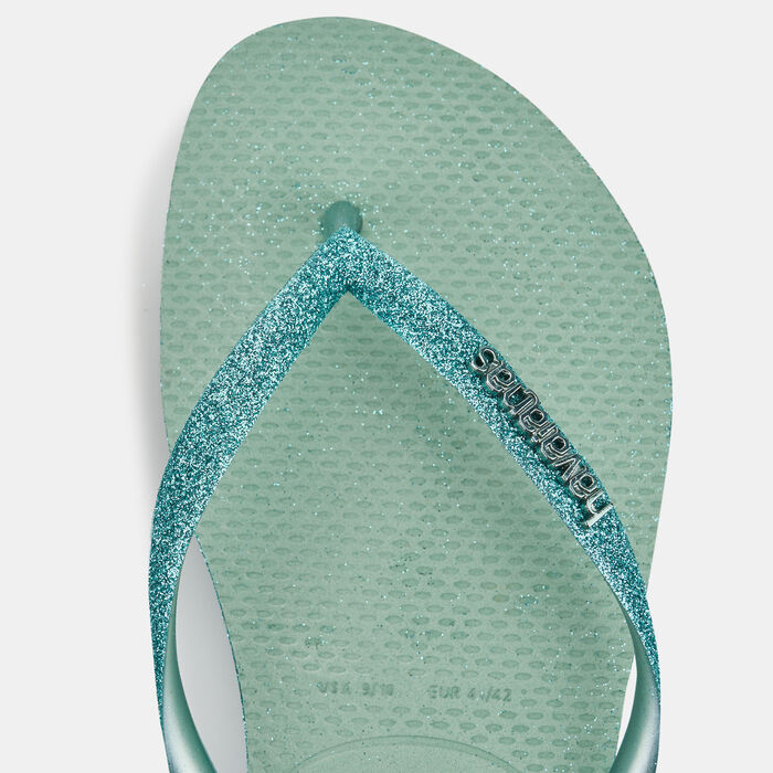 Havaianas Women's Slim Sparkle II Flip Flops Green Havaianas Women's Slim Sparkle II Flip Flops Green image number 2