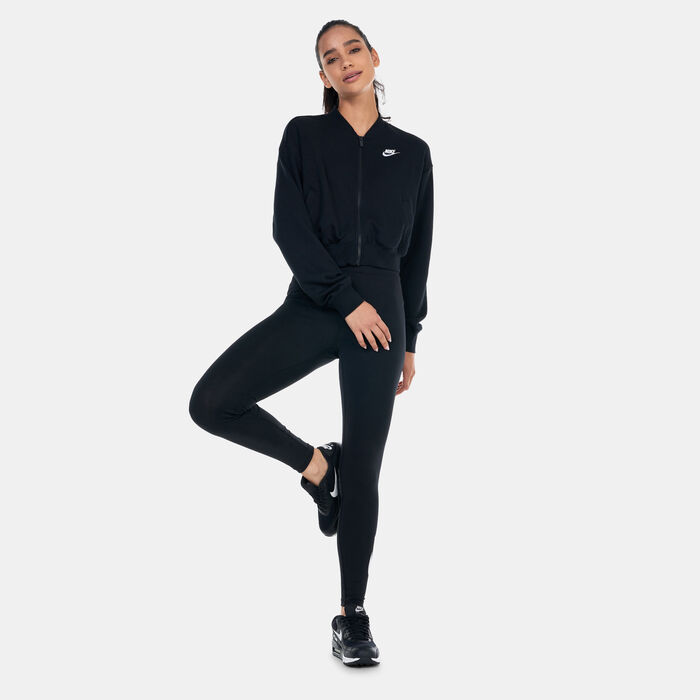 Nike Women's Sportswear Club Fleece Cropped Full-Zip Jacket Black image number 2