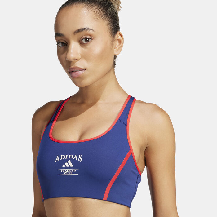 adidas Women's Powerimpact Medium-Support Heritage Training Sports Bra Blue adidas Women's Powerimpact Medium-Support Heritage Training Sports Bra Blue image number 3
