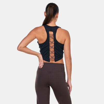 Nike Women's Dri-FIT One Crop Lace-Up Training Tank Top Black