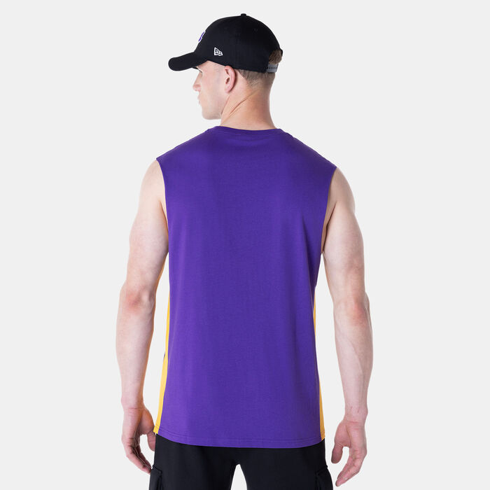 New Era Men's NBA Los Angeles Lakers Panel Sleeveless T-Shirt Purple New Era Men's NBA Los Angeles Lakers Panel Sleeveless T-Shirt Purple image number 1