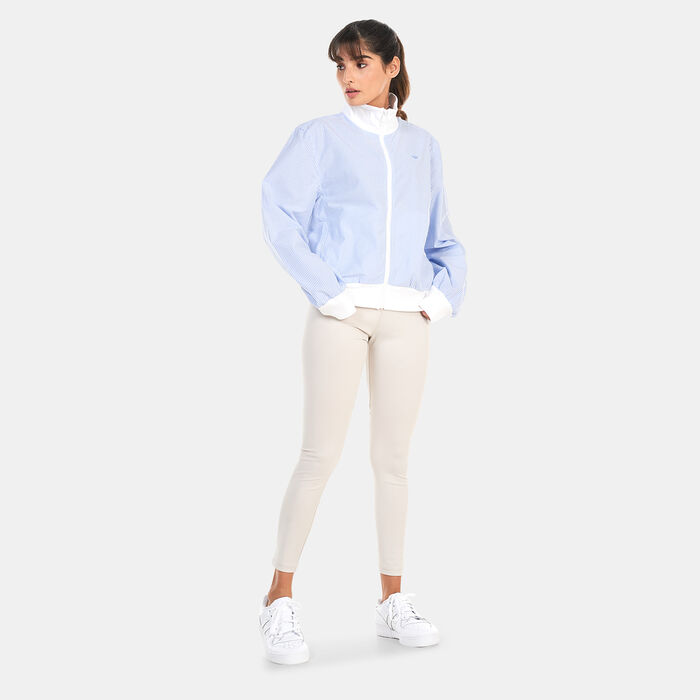 adidas Originals Women's Premium Essentials Poplin Stripe Track Jacket Blue adidas Originals Women's Premium Essentials Poplin Stripe Track Jacket Blue image number 2