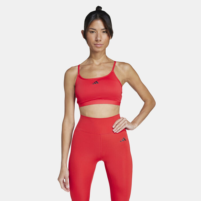 adidas Women's Aeroreact Light-Support Training Sports Bra Orange image number 0