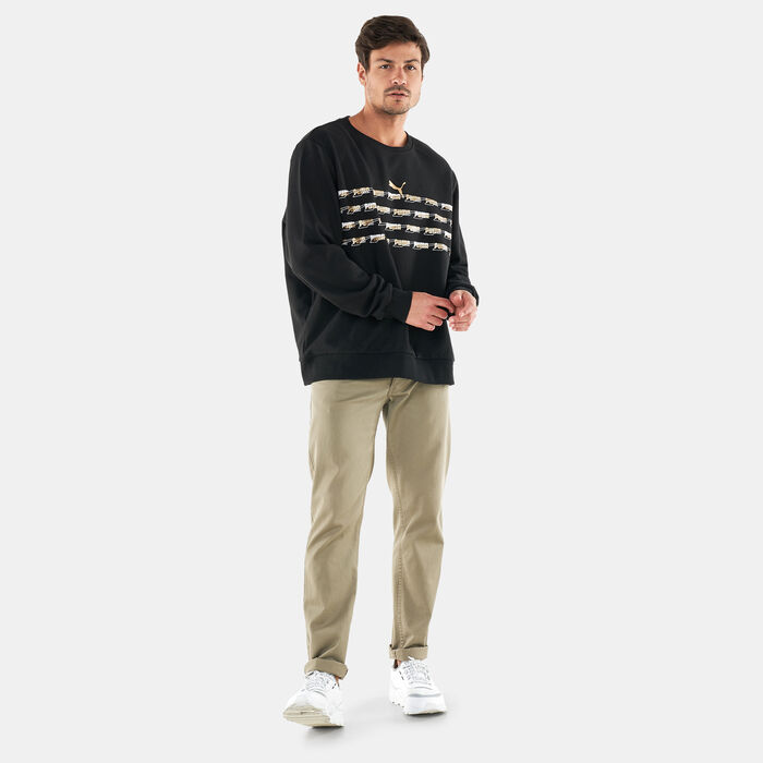 PUMA Men's Classics Graphics French Terry Crewneck Sweatshirt Black PUMA Men's Classics Graphics French Terry Crewneck Sweatshirt Black image number 2