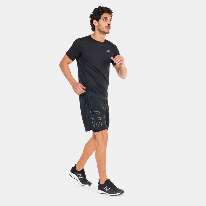 New Balance Men's Printed Accelerate Pacer 7-inch 2-in-1 Shorts Black image number 2