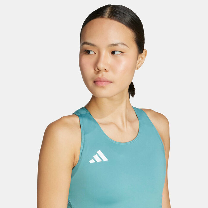 adidas Women's Adizero Essentials Running Crop Top Green adidas Women's Adizero Essentials Running Crop Top Green image number 3