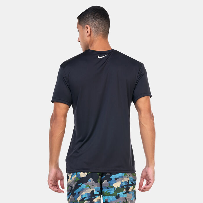Nike Swim Men's Printed Hydroguard Swimming T-Shirt Black Nike Swim Men's Printed Hydroguard Swimming T-Shirt Black image number 1