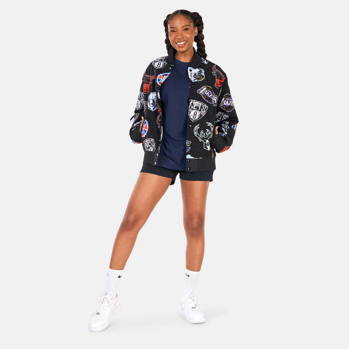 New Era Allover Print NBA Logo Bomber Jacket Black New Era Allover Print NBA Logo Bomber Jacket Black image number 5