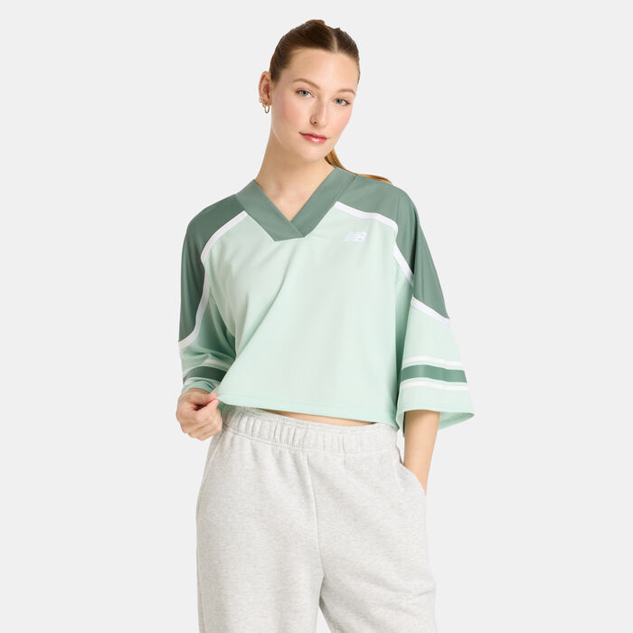 New Balance Women's Jersey Mesh T-Shirt Green New Balance Women's Jersey Mesh T-Shirt Green image number 0