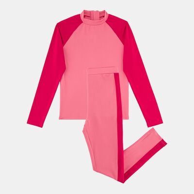 Sun and Sand Sports Kids' Swimming T-Shirt and Leggings Set Pink