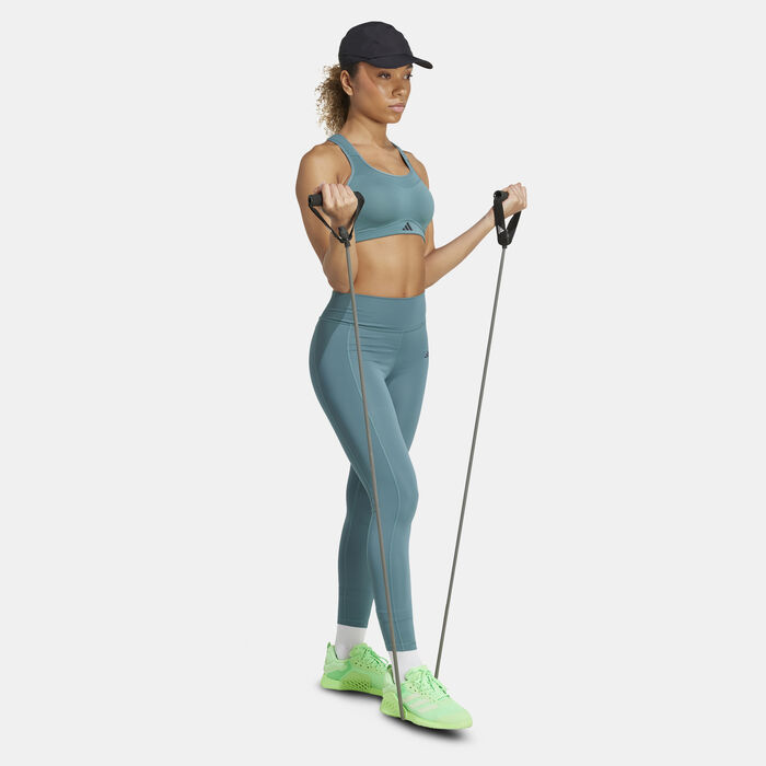 adidas Women's Optime Stash 7/8 Training Leggings Green image number 5