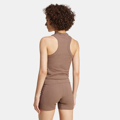 adidas Women's Lounge Ribbed Cropped Tank Top Brown