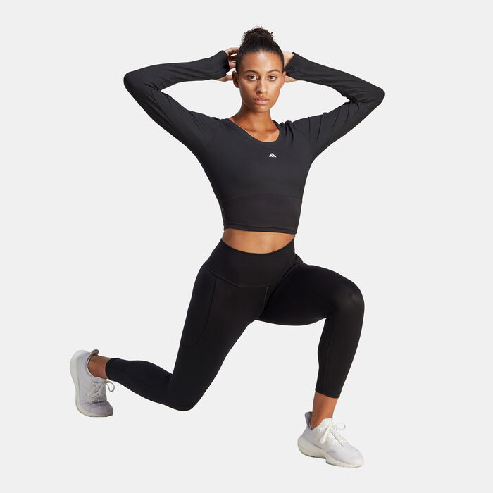 adidas Women's Studio Long-Sleeve Top Black adidas Women's Studio Long-Sleeve Top Black image number 2