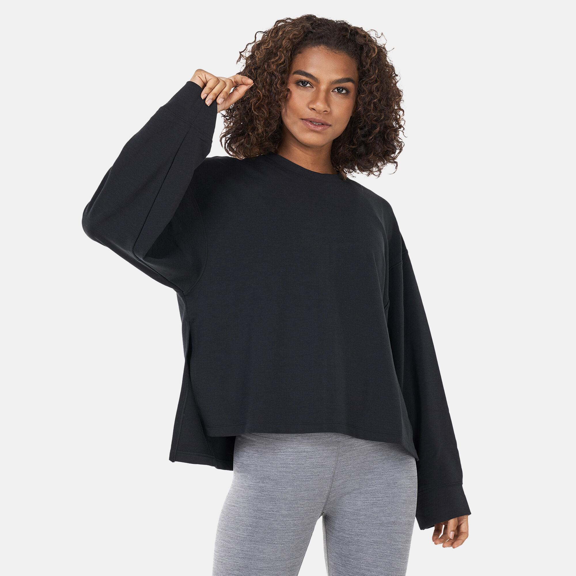 Women s Yoga Dri FIT Crew Sweatshirt Black Nike in KSA SSS