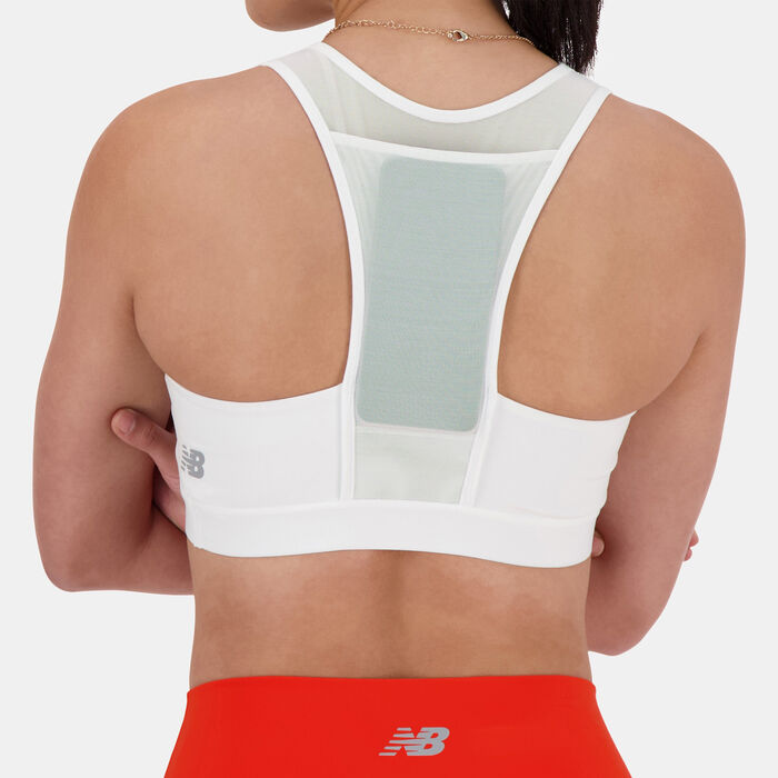 New Balance Women's Sleek Medium-Support Sports Bra White New Balance Women's Sleek Medium-Support Sports Bra White image number 5
