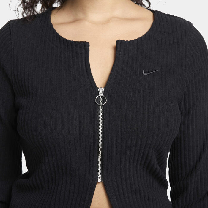 Nike Women's Sportswear Chill Full-Zip Cardigan Black image number 3
