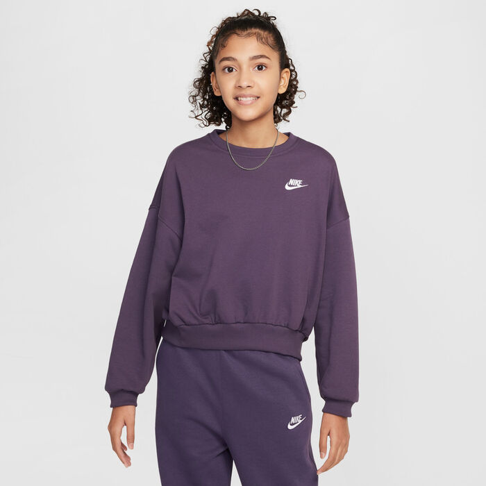 Nike Kids' Sportswear Club Fleece Boxy Sweatshirt Purple Nike Kids' Sportswear Club Fleece Boxy Sweatshirt Purple image number 0