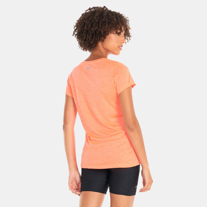 Under Armour Women's Tech™ Twist V-Neck Training T-Shirt Orange Under Armour Women's Tech™ Twist V-Neck Training T-Shirt Orange image number 1