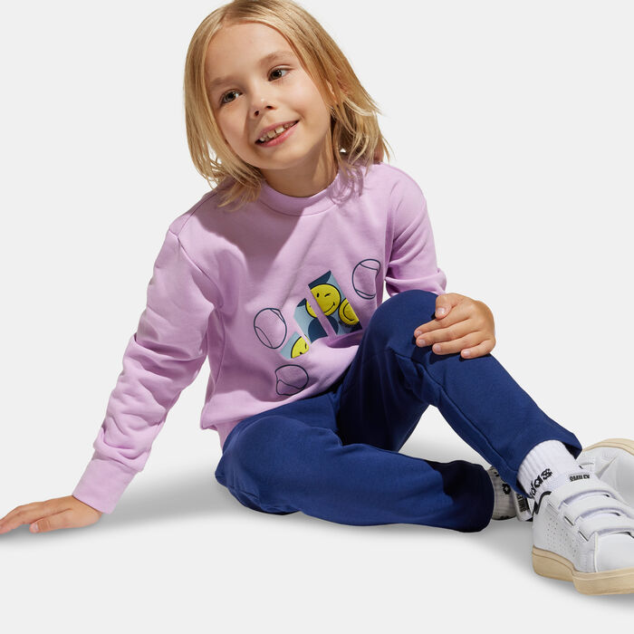 adidas Kids' x Smileyworld Sweatshirt and Sweatpants Set Purple image number 3